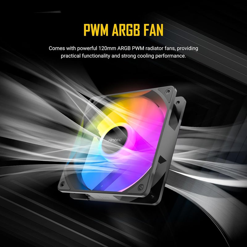 ANTEC Skeleton 240 ARGB Liquid CPU Cooler, 240mm Radiator, High-Performance Pump, 2 x 120mm PWM ARGB Fans, Copper Base, Intel LGA 115X/1200/1700/20XX, AMD AM4/AM5, Black - Image 5